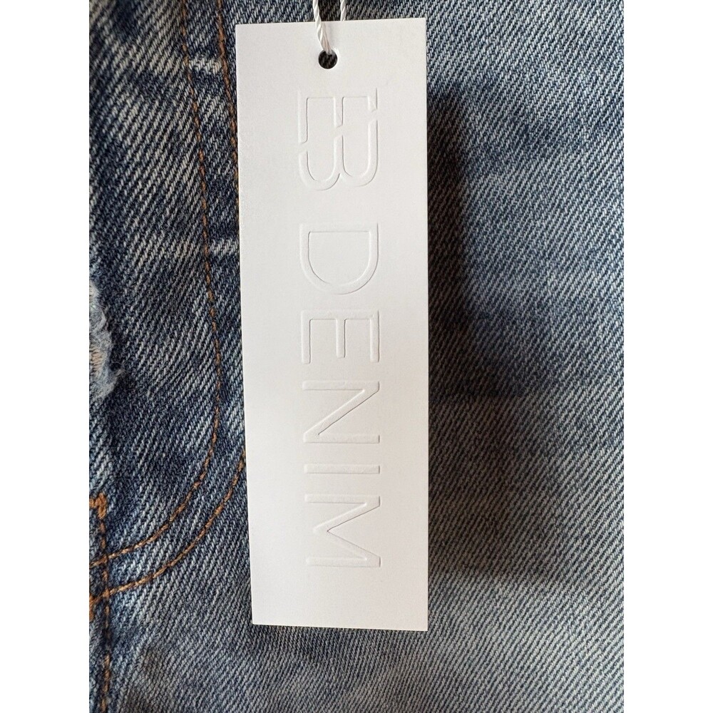 EB Denim womens Unraveled Two Jean size 23 Luca Button Fly Ankle Slit 33" inseam - Picture 6 of 8